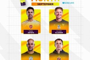 英超9月最佳教练候选：阿尔特塔、格拉斯纳、瓜迪奥拉、勒-布里斯